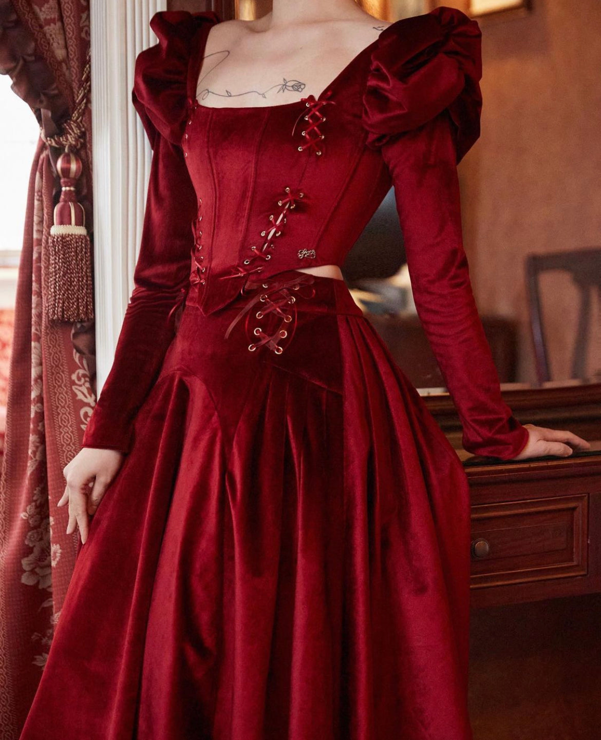 Red Velvet Cake Corset Blouse