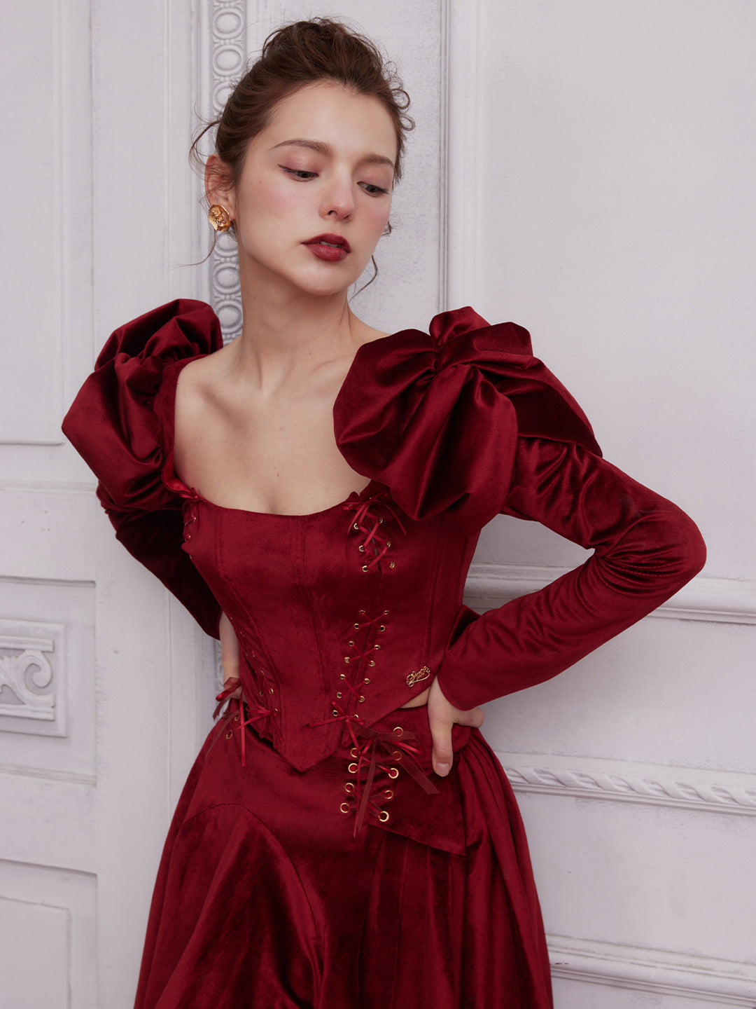 Red Velvet Cake Corset Blouse