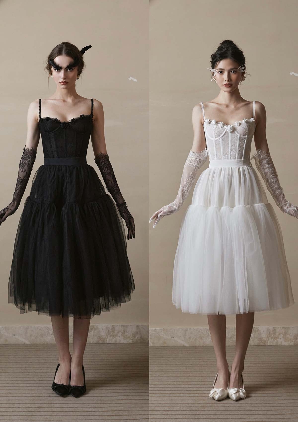 White/Black Peacock Skirt