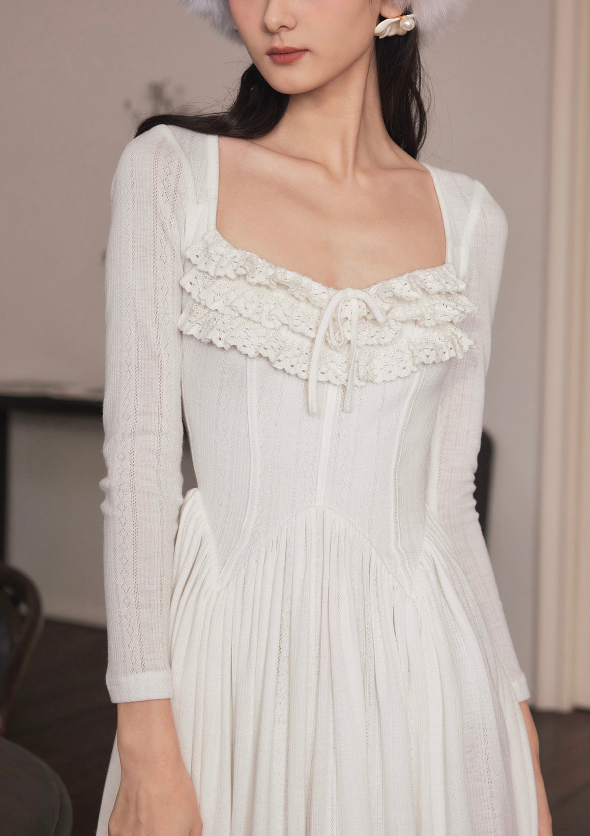 Fairy Snow Knitted Lace Dress