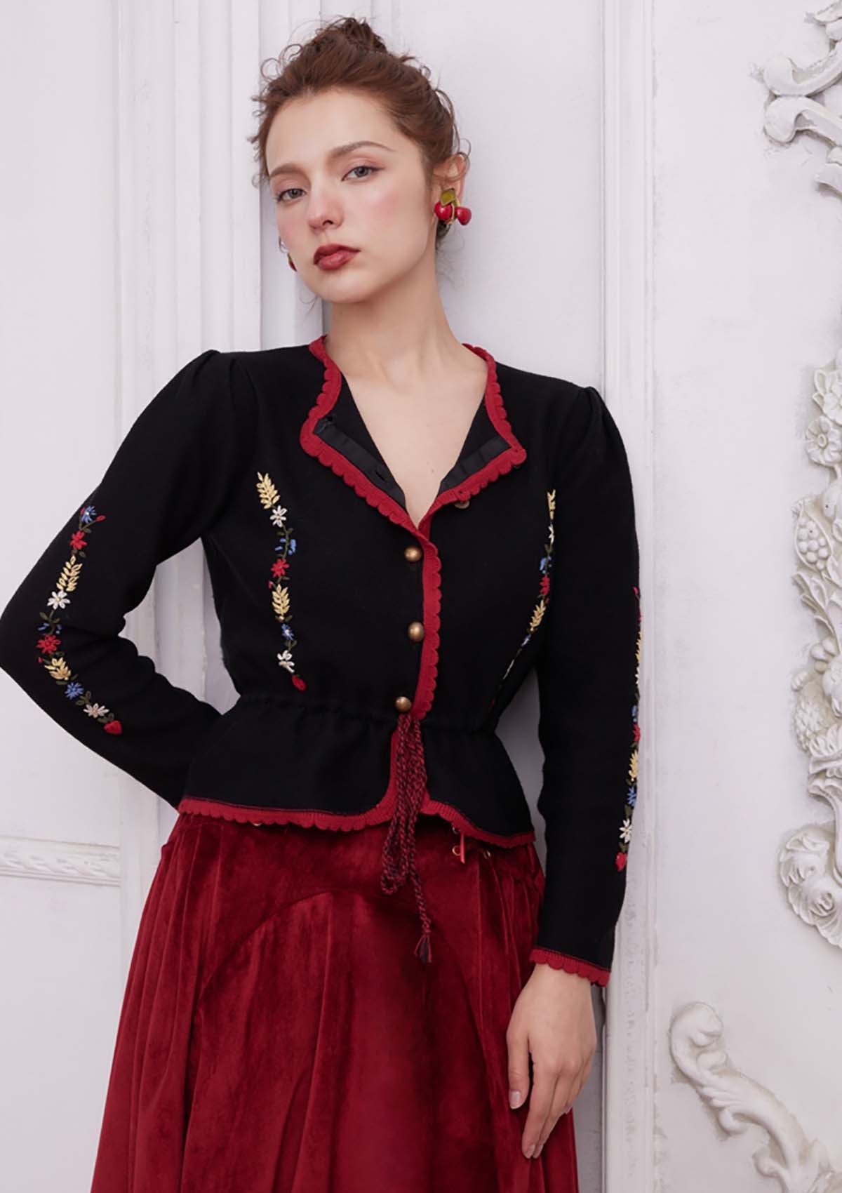 Hand-embroidered cardigan