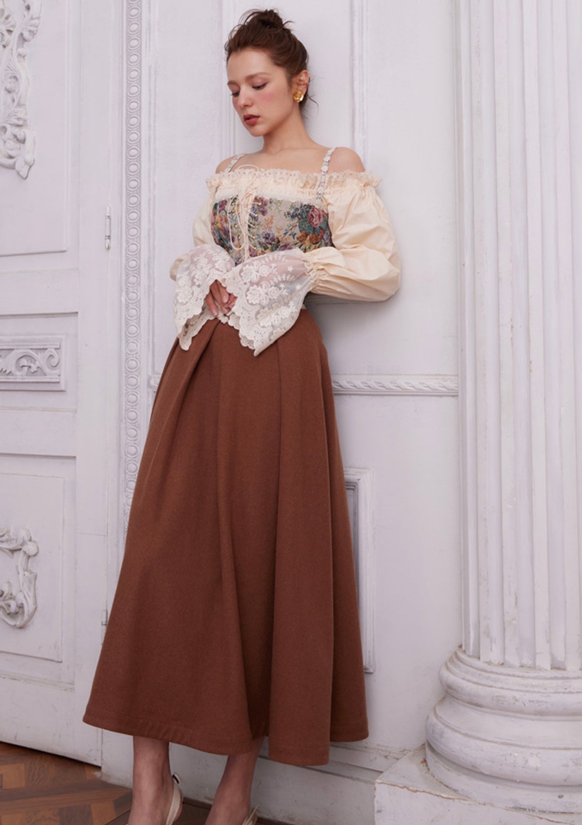 Choco Wool Vintage Skirt - LaceMade