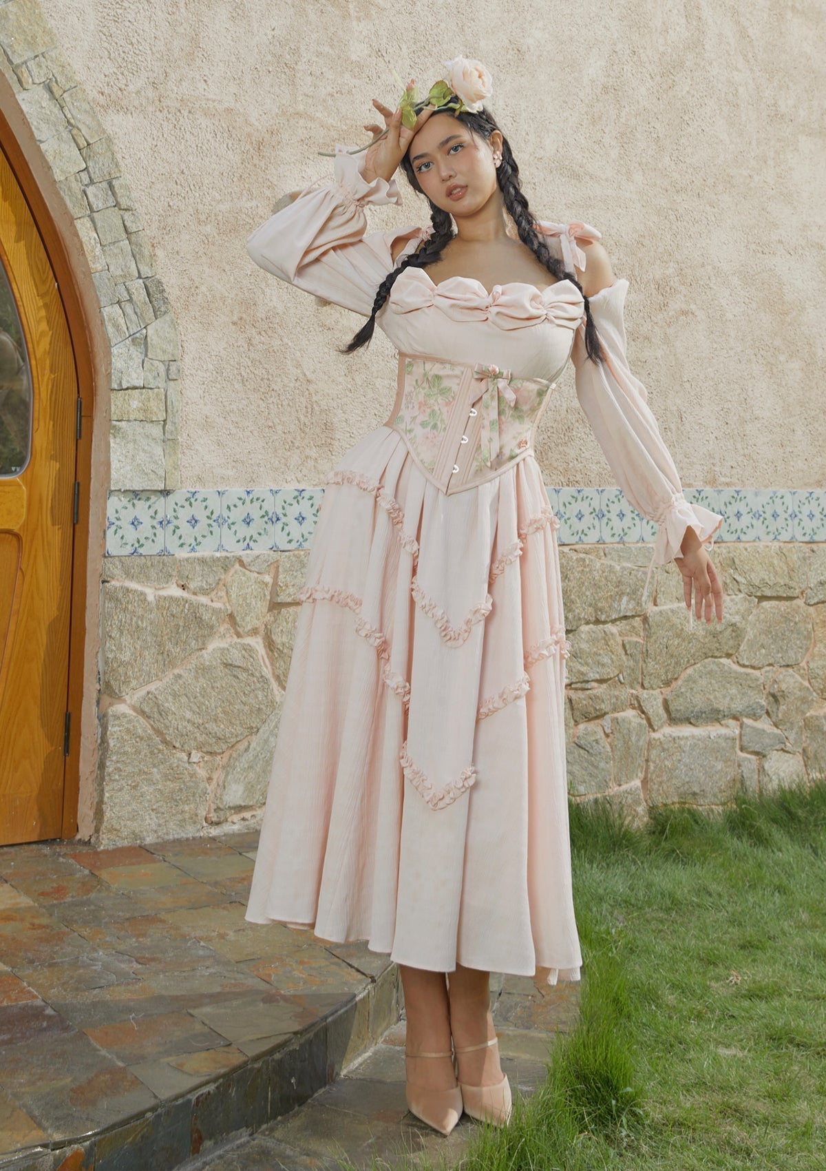 Curve & Plus Paeonia Cotton Candy Corset (underbust) - LaceMade
