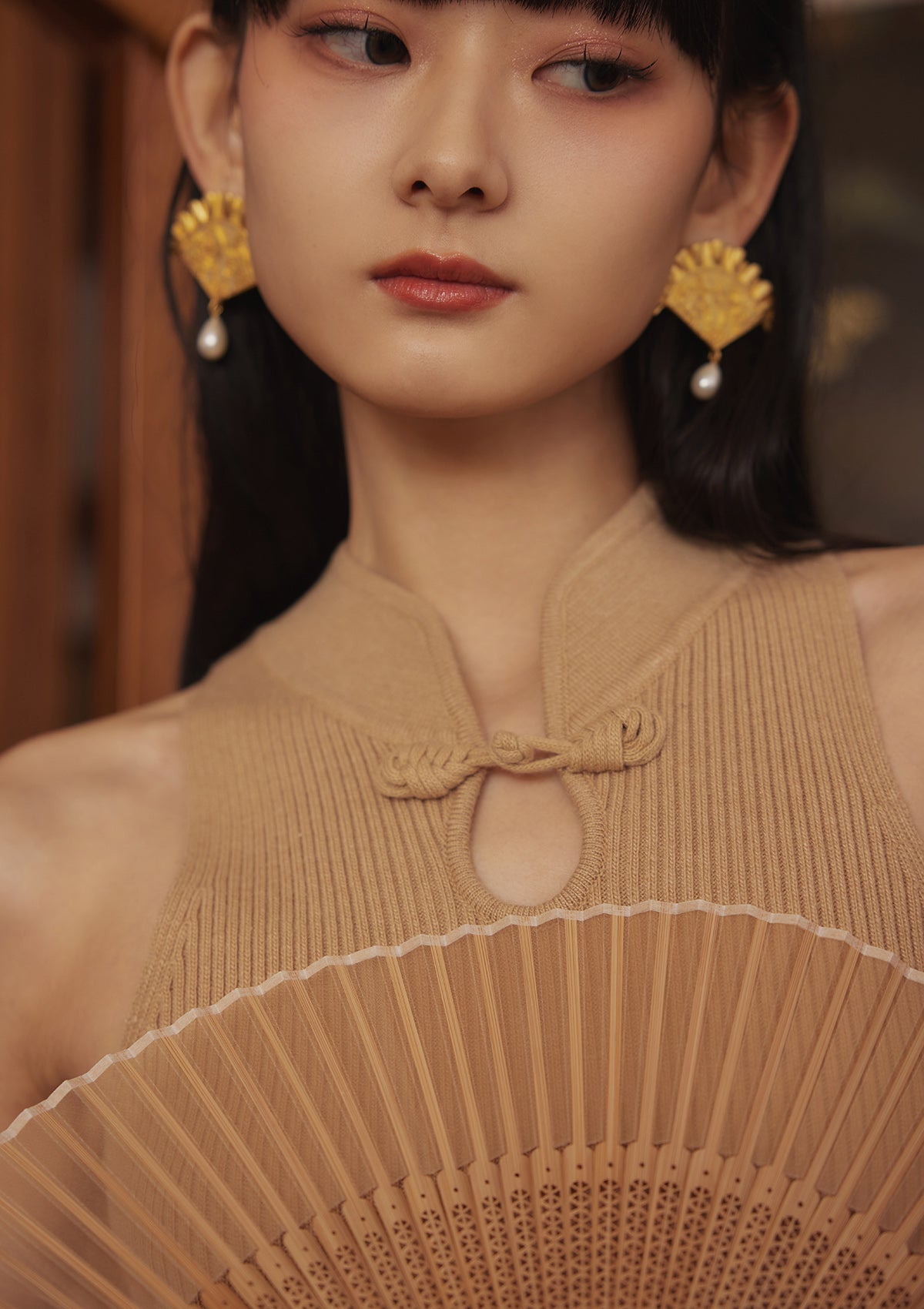 Oriental fan Ear Studs & clip
