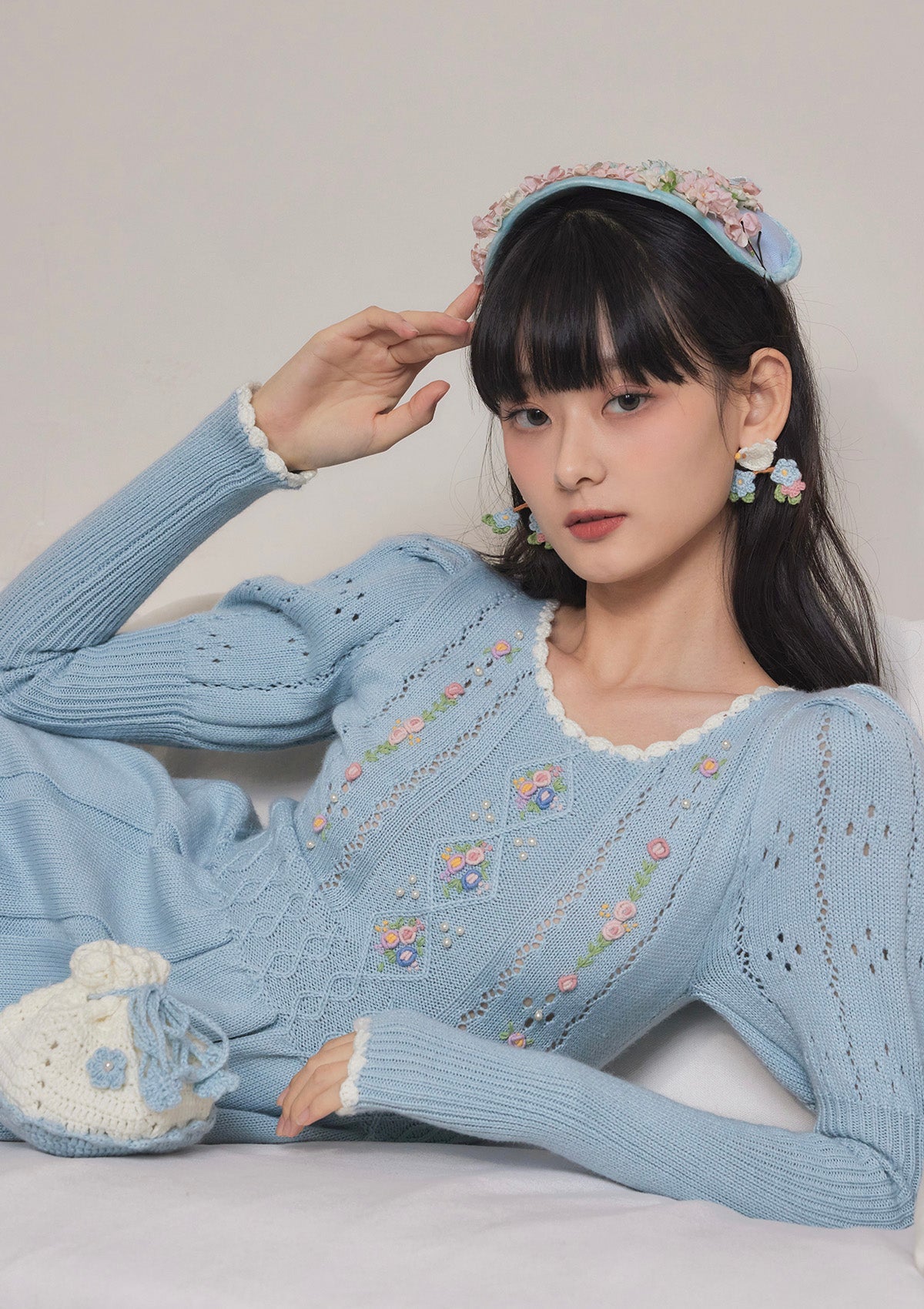 Bird & Flower Ear Clip&Stud