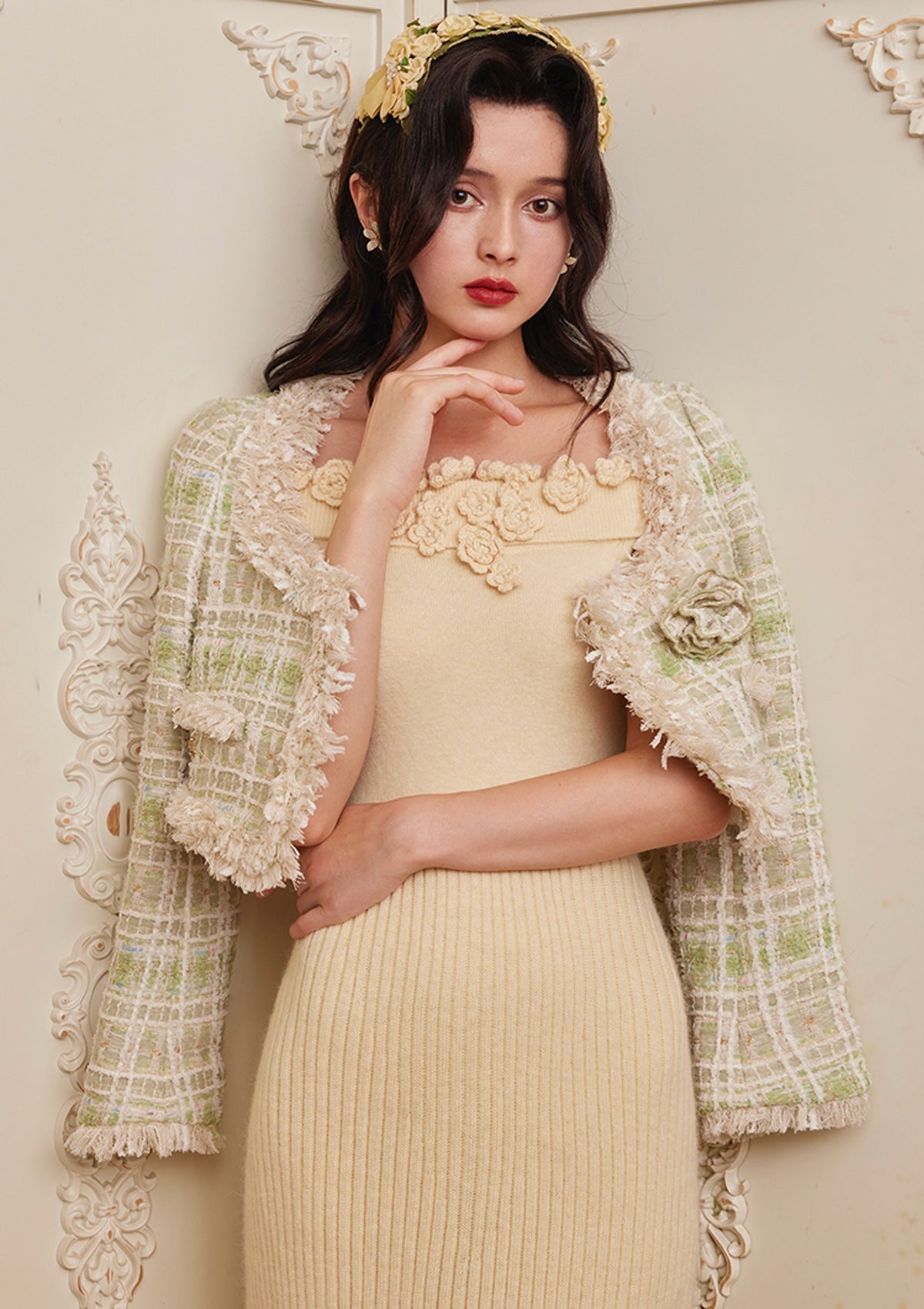 Mint Chocolate Dress (Egg Yolk) - LaceMade