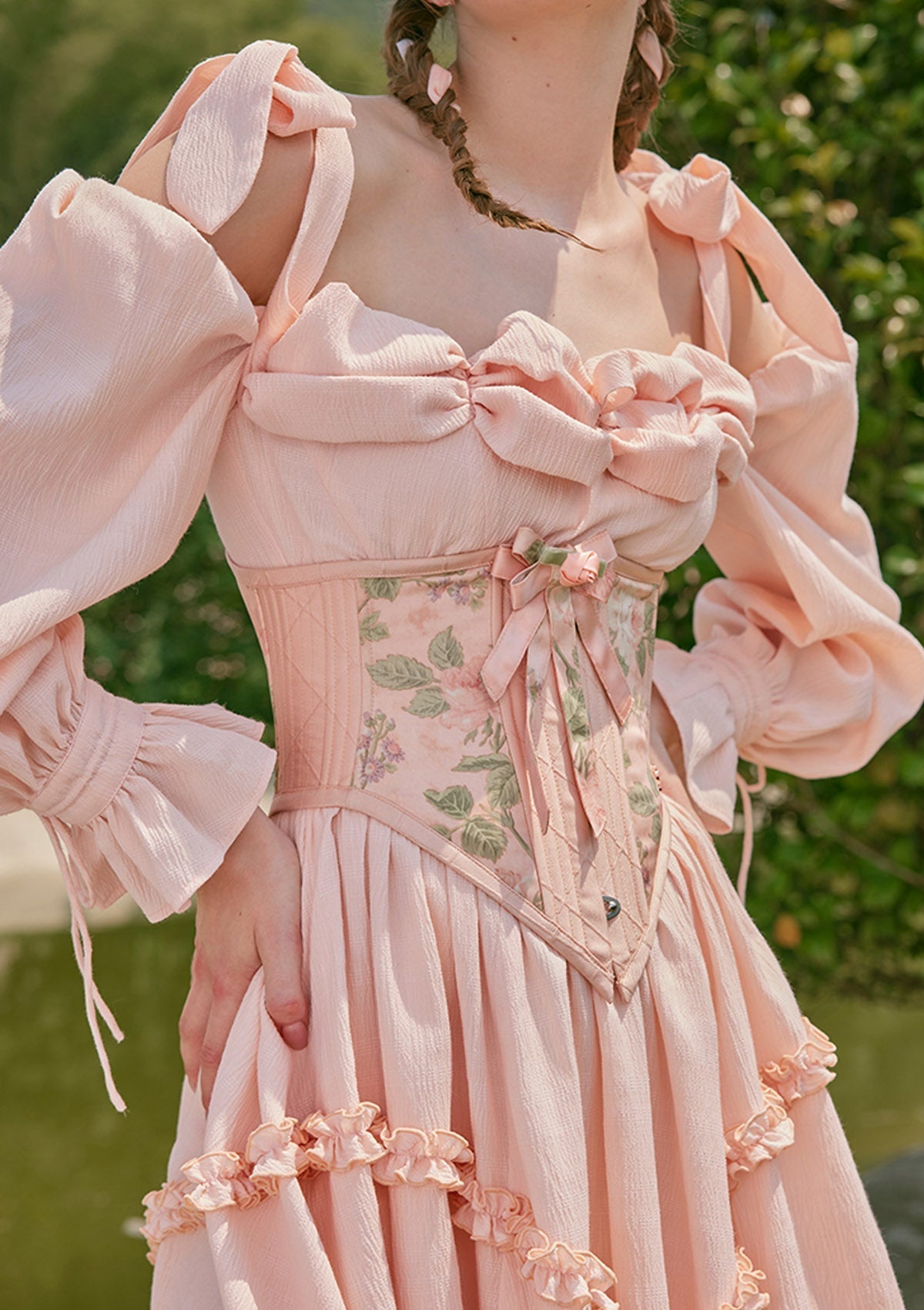 Paeonia Cotton Candy Corset (underbust) - LaceMade