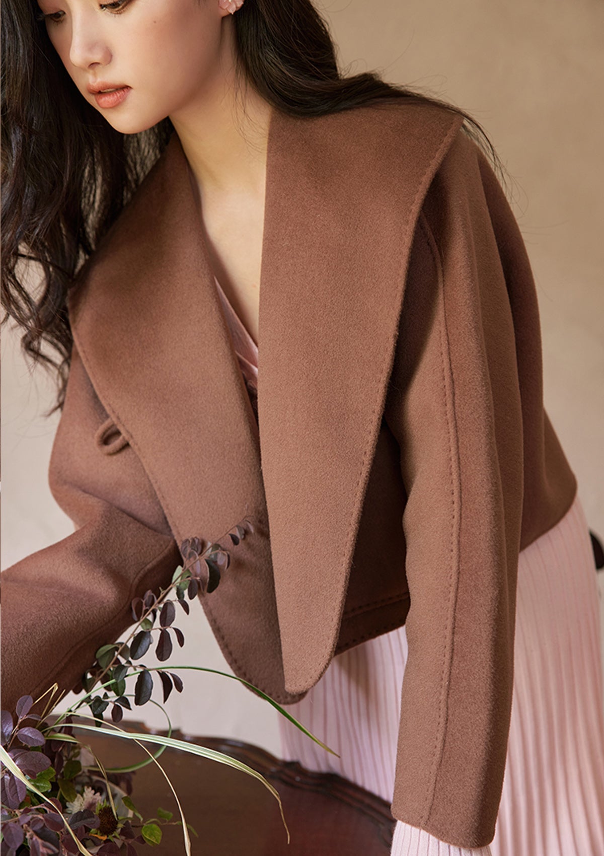 Red Bean Taro Double Face Wool Coat - LaceMade