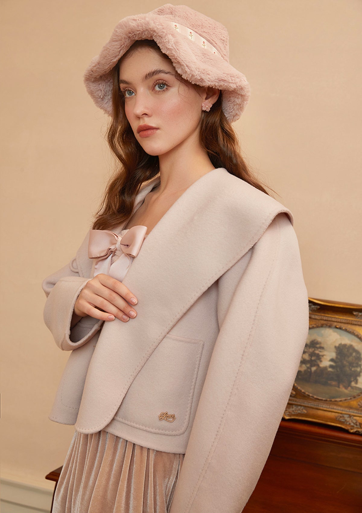 Red Bean Taro Double Face Wool Coat - LaceMade