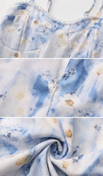 Close-up fabric texture and floral print detail of the Summer at Bellagio Corset Dress