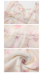 Fabric, floral print and delicate lace details of The Lavender Promise Dress