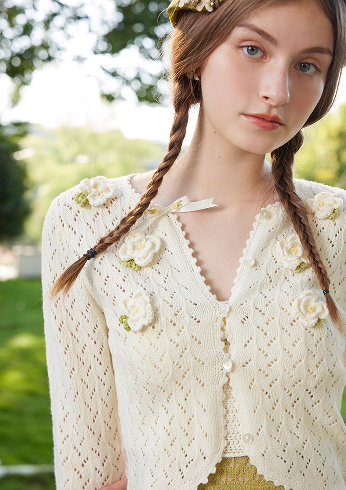 White Camellia Cardigan - LaceMade